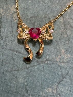 DAINTY GOLD PLATED BOW PENDANT NECKLACE